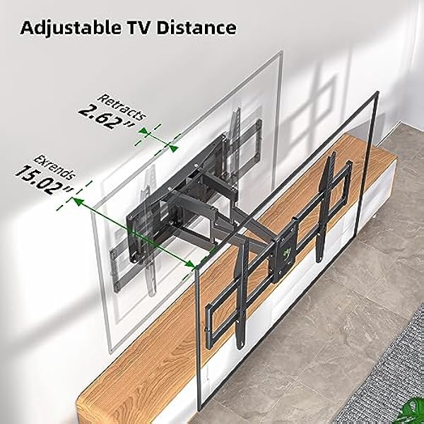 Soporte de pared para TV de movimiento completo para la mayoría de televisores de pantalla plana de 37 a 86 pulgadas, soporte de pared giratorio o inclinable con brazos articulados duales, para pernos